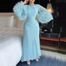 Womens Long-Sleeved Silk Dress With Fishtail Mermaid Party Dress 070632329 - TUZZUT Qatar Online Shopping