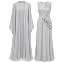 Silver Grey Draped Maxi Dress & Sheer Cover-Up Set S4948
