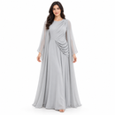 Silver Grey Draped Maxi Dress & Sheer Cover-Up Set S4948