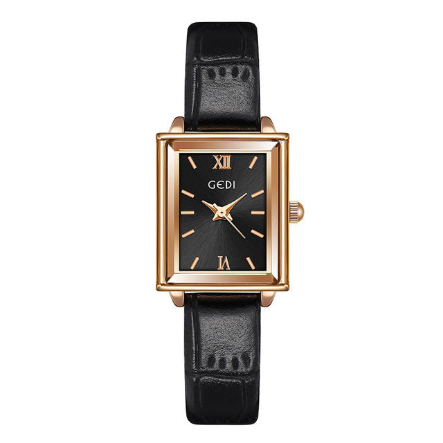 Simple Quartz Watches for Women Top Quality Luxury Brand GEDI Leather Wristwatch S4635675