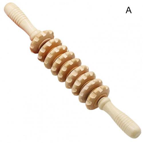 Skin-friendly Fascia Massager Stick Masage Anti-slip Handle Wood Grooved Gear Multifunctional Smooth Roller Massager S3473965