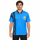 Men’s Blue Argentina Football Polo Jersey with Black Geometric Pattern CJ02
