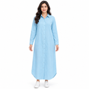 Light Blue Long-Sleeve Button-Front Maxi Shirt Dress YD60