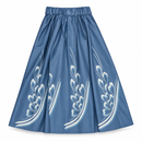 Slate Blue Floral-Print A-Line Skirt with Elastic Waist 79525