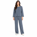 Women’s Slate Blue Textured Knit Top & Trouser Set NS55