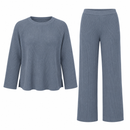 Women’s Slate Blue Textured Knit Top & Trouser Set NS55