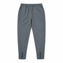Slate Grey Elastic-Waist Tapered Trousers with Split Hems 6421