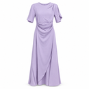 Lilac Short-Sleeve Draped Maxi Dress 357951