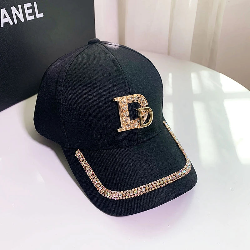 Spring Shiny Rhinestone Letters Casual Baseball Cap Woman Summer Trend Hat Outdoor Sunscreen Sun Hat for Women S4615070