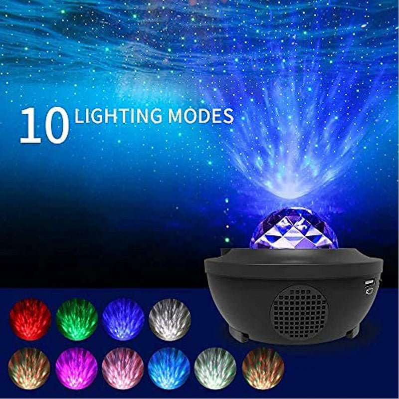Star Projector Galaxy Night Light for Bedroom Sky with Music Speaker and Remote Control LED Nebula Cloud Moving Ocean Wave B-23031