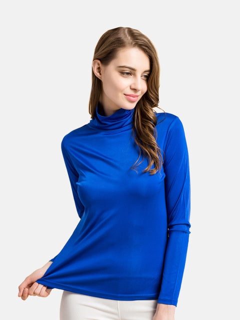 Women Turtleneck Long Sleeved Solid Pullovers Knitted Natural Chic Bottoming T Shirt S2499215