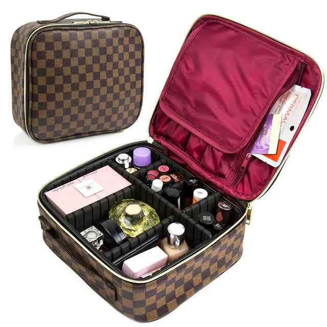 Checkered Makeup Organizer Cosmetic Bags Woman S4982285