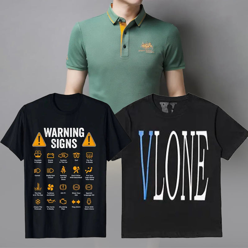 3 Pcs Men's Fashion Different T-shirt Set M S4558638 - Tuzzut.com Qatar Online Shopping