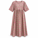 Women’s Beige & Pink Floral Maxi Dress with Tie Waist NS103