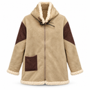 Women’s Beige & Brown Fleece-Trim Hooded Coat NS63