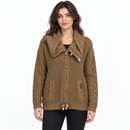 Women’s Brown Shawl-Collar Cable-Knit Cardigan NS52