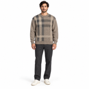 Men’s Taupe & Grey Checked Crewneck Sweater YD73