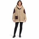 Women’s Beige & Brown Fleece-Trim Hooded Coat NS63