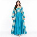 Women’s Turquoise Sunburst Halter Maxi Dress with Matching Robe – 2-Piece Set YD31