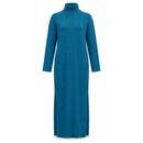 Teal Blue Ribbed Turtleneck Long-Sleeve Maxi Dress T795486