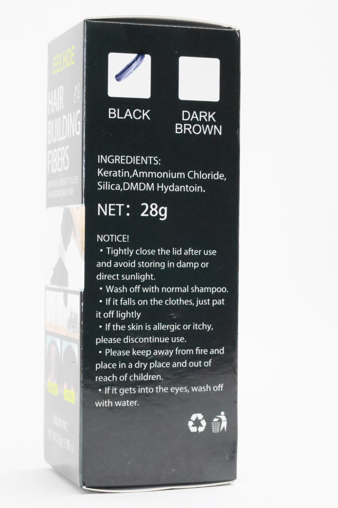 EELHOE Thick Fiber Hair Building Fibers For Thinning and Fine Black Hair 28g EELHOE Thick Fiber Hair Building Fibers For Thinning and Fine Black Hair 28g
