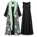 Women’s Black & Mint Geometric Print Abaya Set S4987