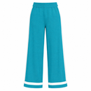 Women’s Turquoise Wide-Leg Knit Trousers with White Stripes NS73