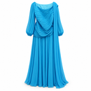 Turquoise Pleated Draped Maxi Dress X50177