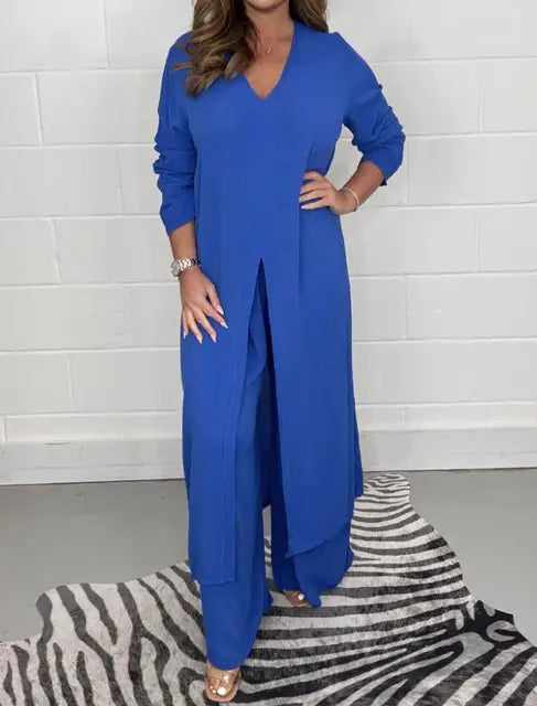 Two Piece Set Women Fashion V Neck Long Sleeve Outfit B-99258 Two Piece Set Women Fashion V Neck Long Sleeve Outfit B-99258