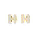White Lacquer Mini Pop H Earrings E0299