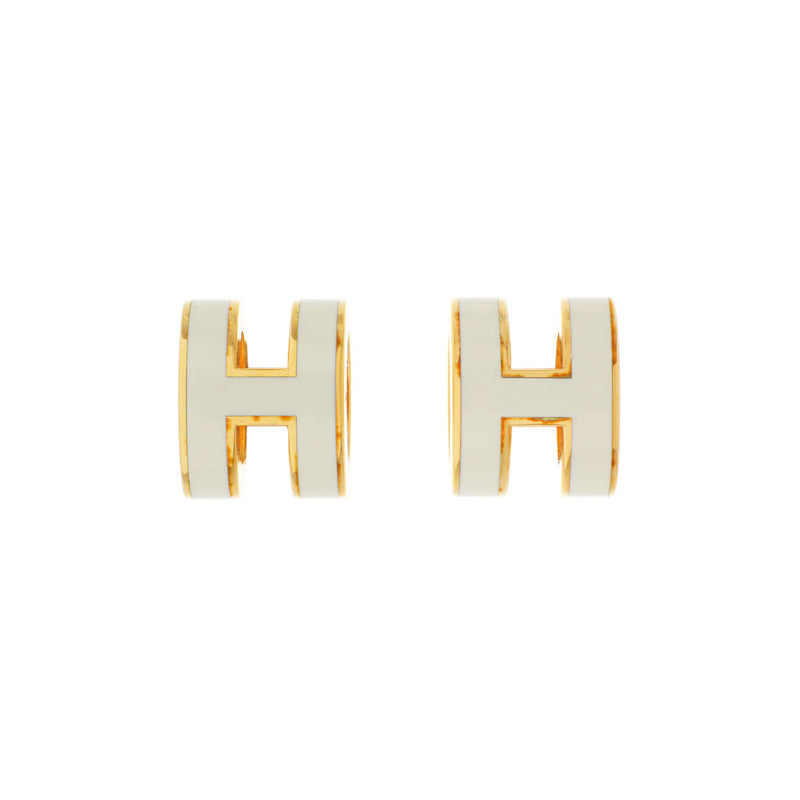 White Lacquer Mini Pop H Earrings E0299