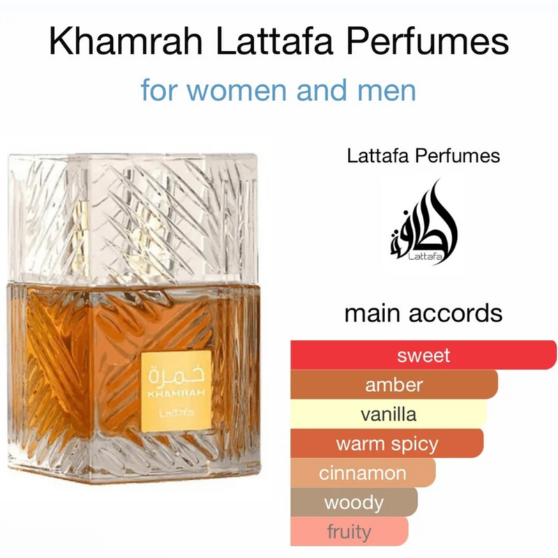 Khamrah EDP Unisex Perfume -100ml (3.4oz) By Lattafa - A Timeless Tale Of Exquisite Aroma - Tuzzut.com Qatar Online Shopping