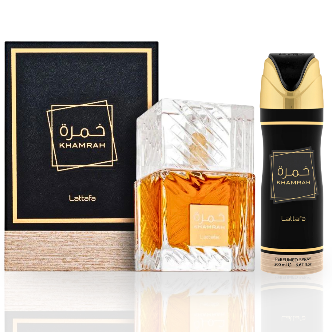 Khamrah EDP Unisex Perfume -100ml & Deodorant Spray 200ml by Lattafa (Value Pack) Khamrah EDP Unisex Perfume -100ml & Deodorant Spray 200ml by Lattafa (Value Pack)