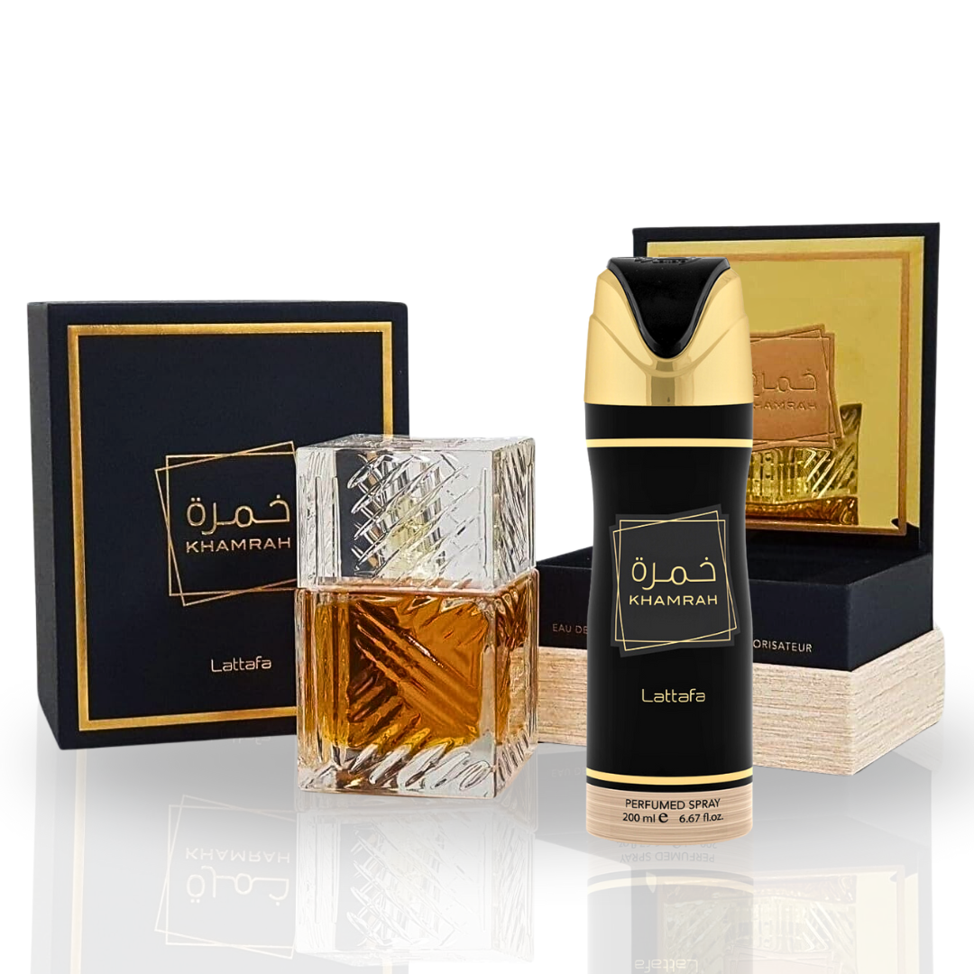 Khamrah EDP Unisex Perfume -100ml & Deodorant Spray 200ml by Lattafa (Value Pack) Khamrah EDP Unisex Perfume -100ml & Deodorant Spray 200ml by Lattafa (Value Pack)