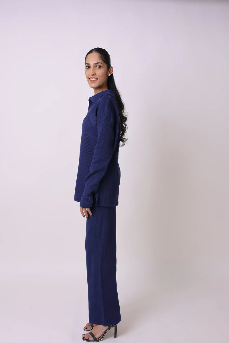 Ribbed Knit Top and Wide Leg Pant Coord Set 7008356 - TUZZUT Qatar Online Shopping