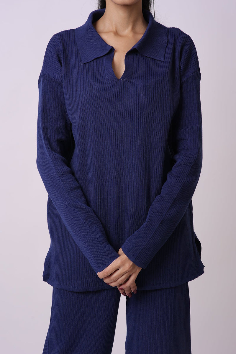 Ribbed Knit Top and Wide Leg Pant Coord Set 7008356 - TUZZUT Qatar Online Shopping