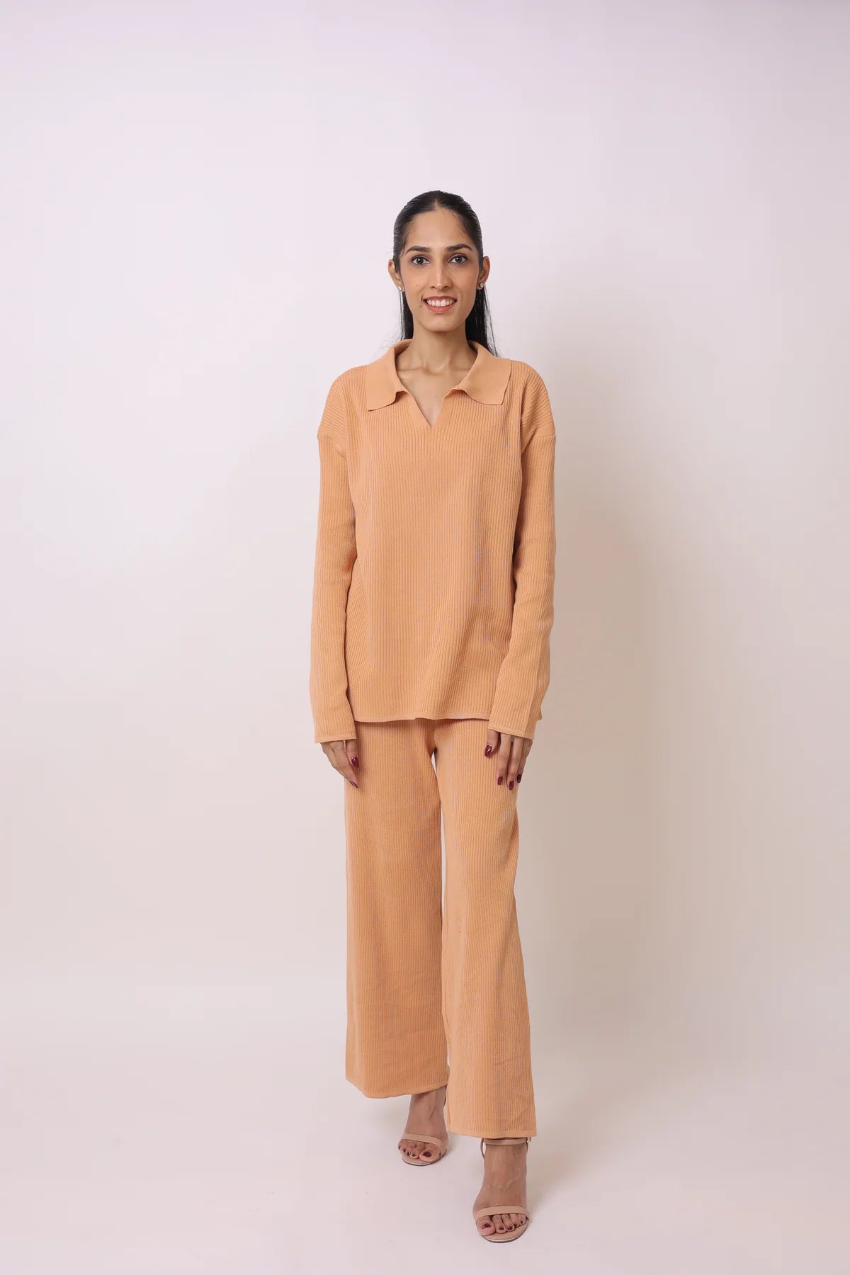 Ribbed Knit Top and Wide Leg Pant Coord Set 7008356 Ribbed Knit Top and Wide Leg Pant Coord Set 7008356