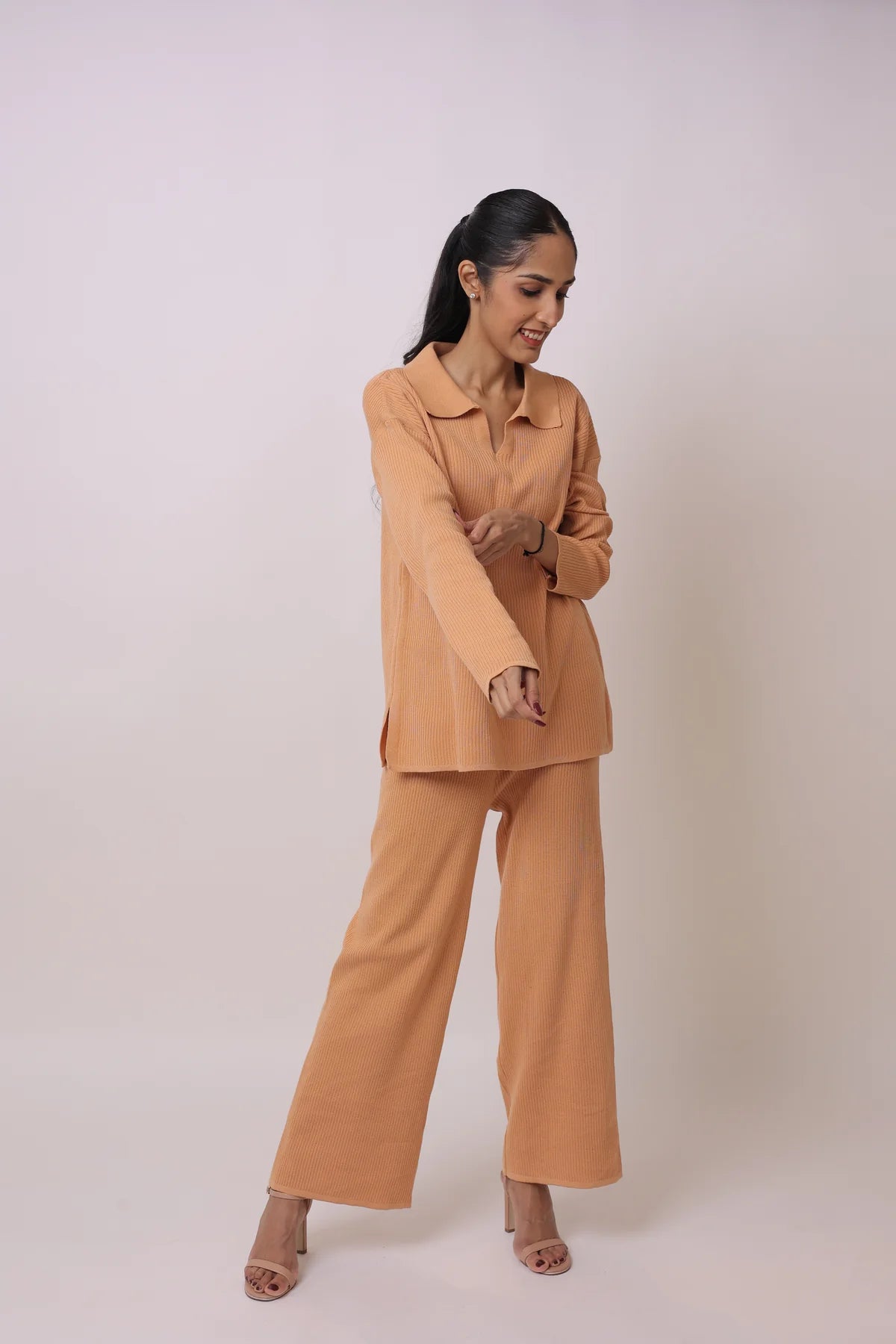 Ribbed Knit Top and Wide Leg Pant Coord Set 7008356 Ribbed Knit Top and Wide Leg Pant Coord Set 7008356
