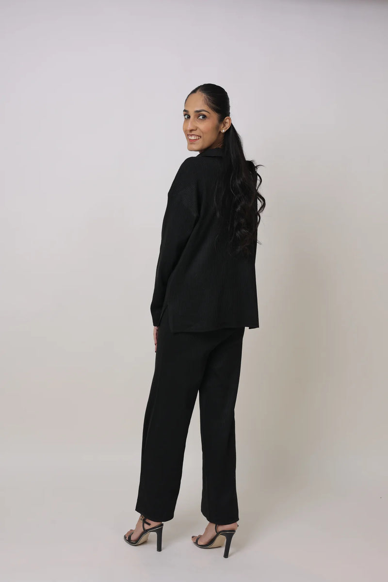 Ribbed Knit Top and Wide Leg Pant Coord Set 7008356 - TUZZUT Qatar Online Shopping