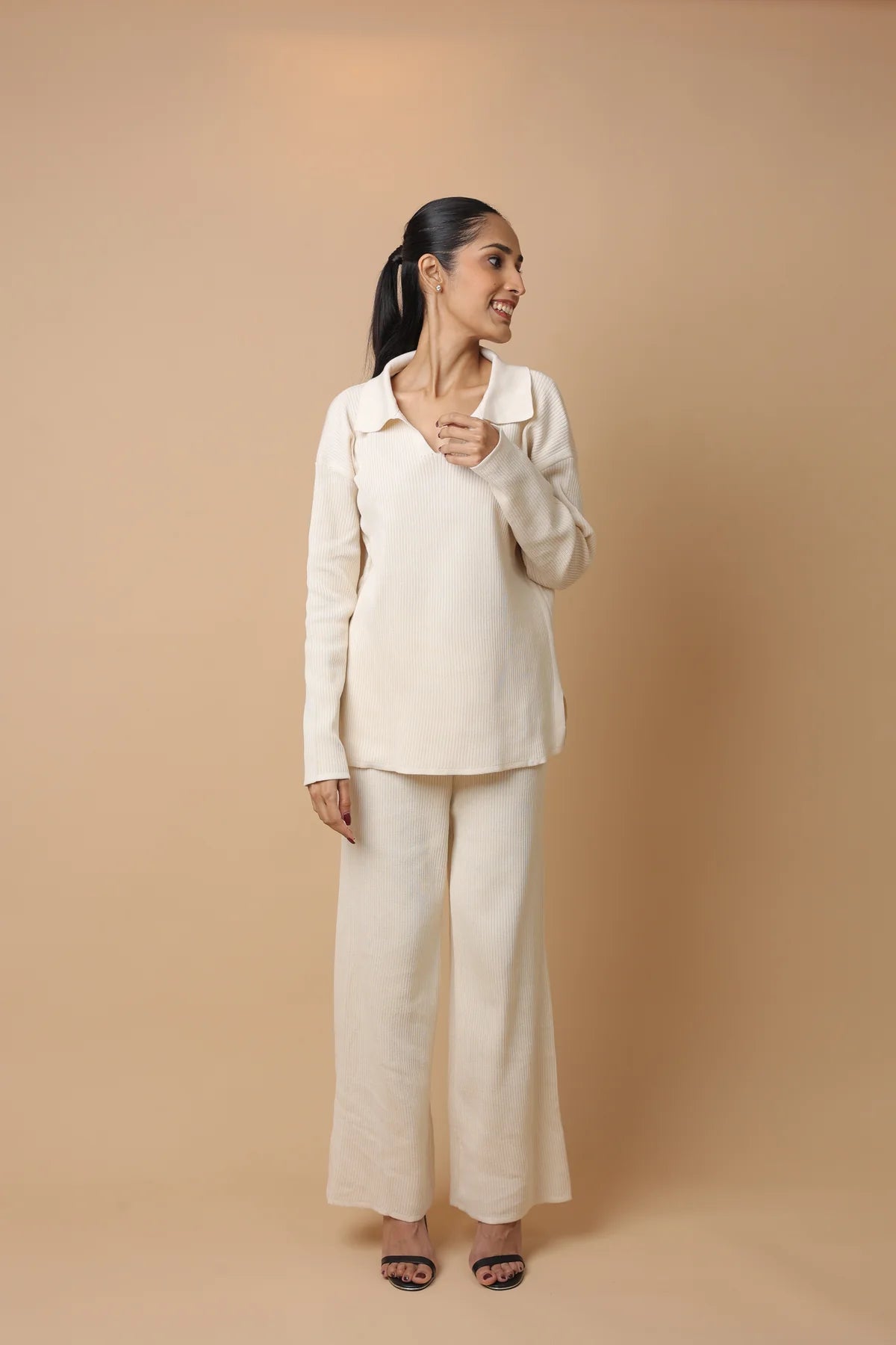 Ribbed Knit Top and Wide Leg Pant Coord Set 7008356 Ribbed Knit Top and Wide Leg Pant Coord Set 7008356