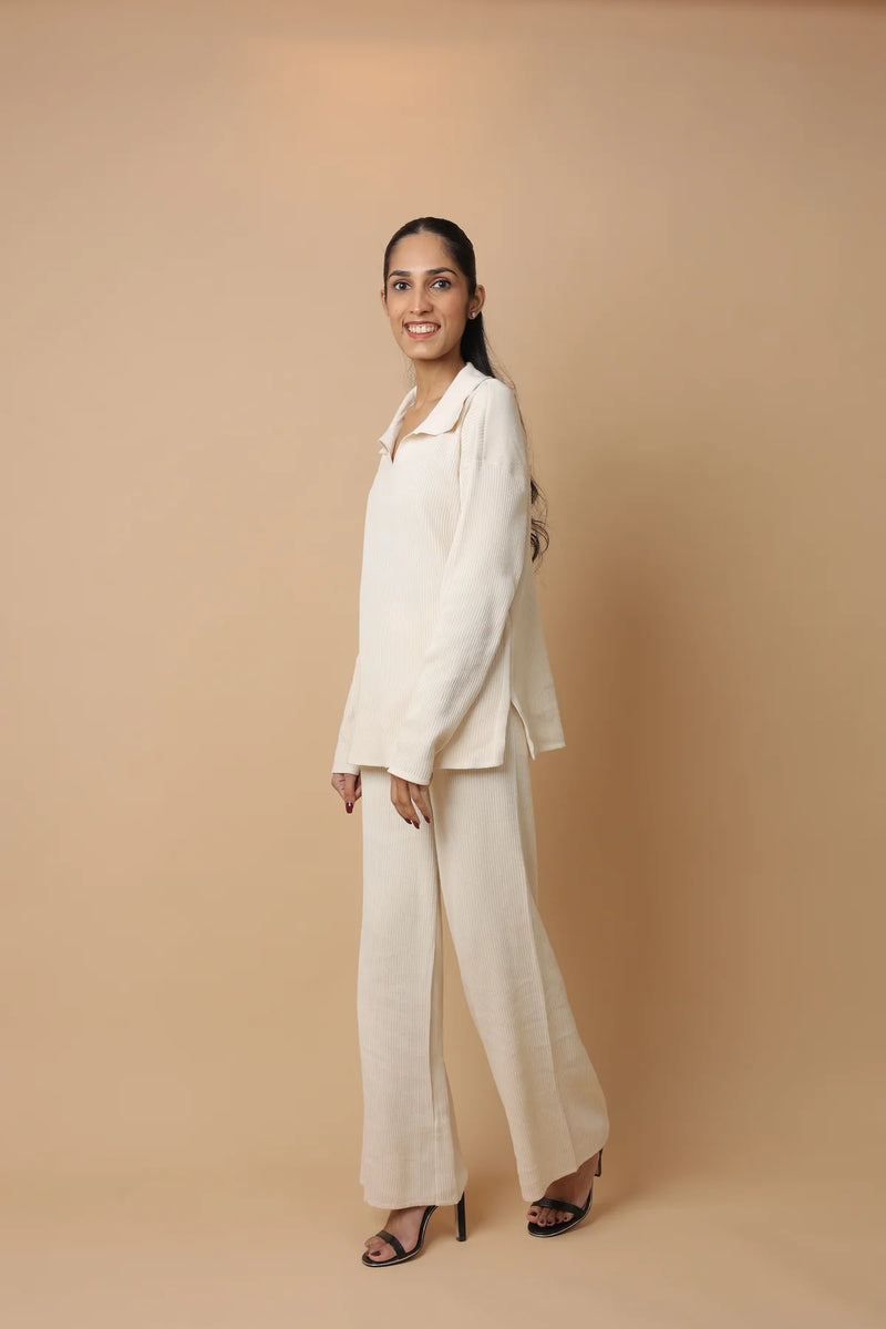 Ribbed Knit Top and Wide Leg Pant Coord Set 7008356 - TUZZUT Qatar Online Shopping