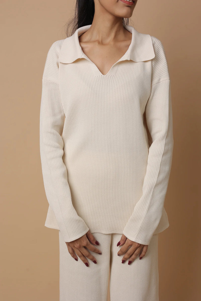 Ribbed Knit Top and Wide Leg Pant Coord Set 7008356 - TUZZUT Qatar Online Shopping