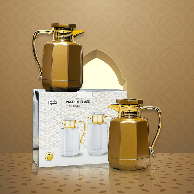 Premium Arabic Coffee Tea Pot Vacuum Flask 2 Pcs Gift Set (1.0L +07L)