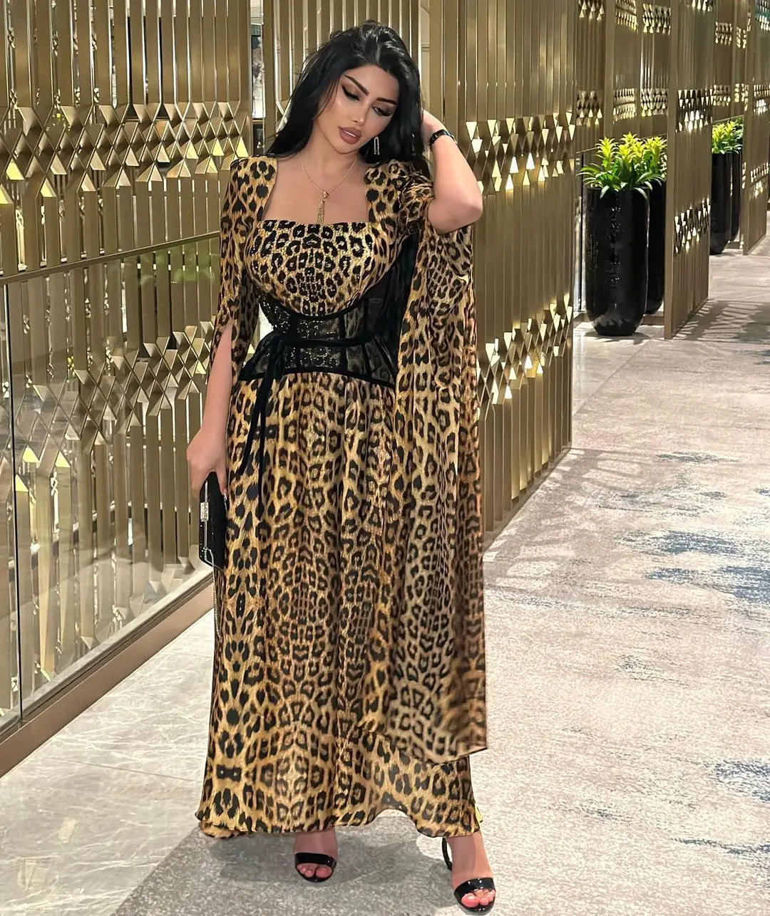 Arabia Fashion Leopard Print Long Sleeve Prom Dresses S5059416 Arabia Fashion Leopard Print Long Sleeve Prom Dresses S5059416