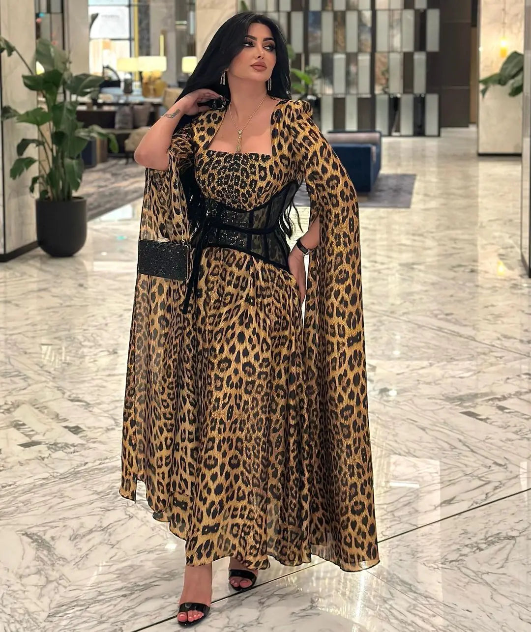 Arabia Fashion Leopard Print Long Sleeve Prom Dresses S5059416 Arabia Fashion Leopard Print Long Sleeve Prom Dresses S5059416