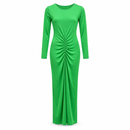 Women’s Bright Green Ruched Long-Sleeve Maxi Dress 39481