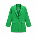 Green Single-Button Longline Blazer with Flap Pockets GB13123