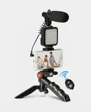 Video Vlog Making Tripod Kit with Mic & Light AY-49 - Tuzzut.com Qatar Online Shopping