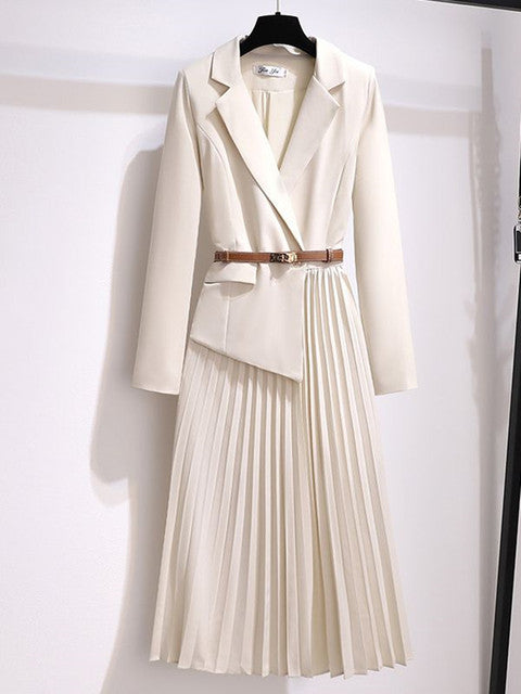 Vintage Pleated Belt Patchwork One Piece Blazer X4030153 Vintage Pleated Belt Patchwork One Piece Blazer X4030153