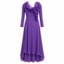 Women’s Purple Ruffle-Neck Long-Sleeve Maxi Dress B8190